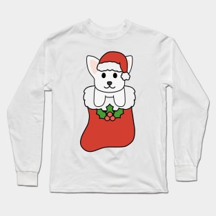 Christmas White Chihuahua Stocking Long Sleeve T-Shirt